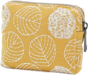 Cute Floral Cotton Embroidered Makeup Bag - Portable Cosmetics Pouch & Toiletry Organizer for Women, Small Zipper Purse for Skincare Storage, Compact Travel Make Up Case with Coin Pocket