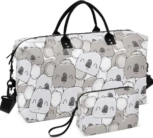 Cute Koala Stock Duffle Bag Women Travel Toiletry Bag Set, Prints Women Gym Tote Bags Carry on Duffel Bag