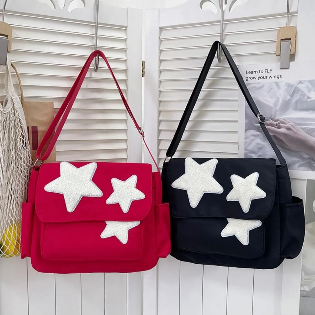 Cute Messenger Bag with Star Cute Coin Purse and y2k keychain,Y2K Star Grunge Bag Shoulder Tote Purse.Tote Book Bag