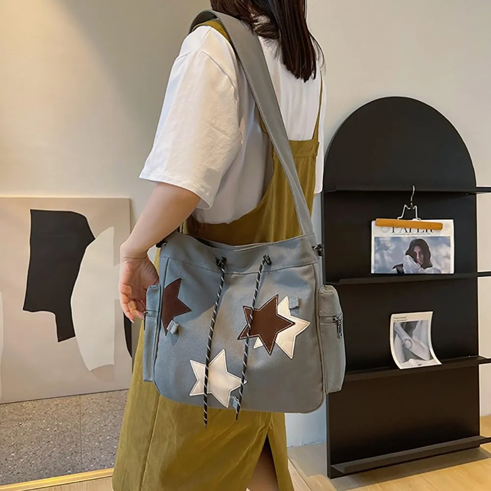 Cute Messenger Bag Y2K Crossbody Bag Cute Tote Bags for Women Kawaii Star Purse Aesthetic Shoulder Bag