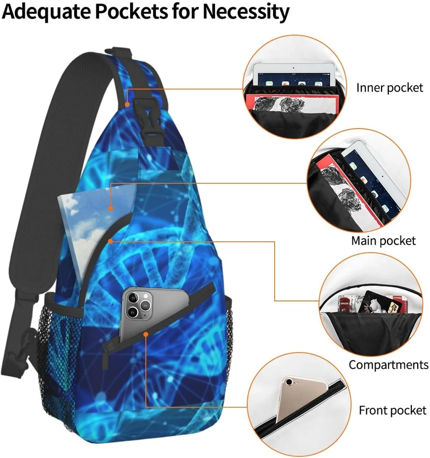 Cute Nurse Print Crossbody Sling Backpack For Women Men,Sling Bag Travel Hiking Chest Bag Daypack