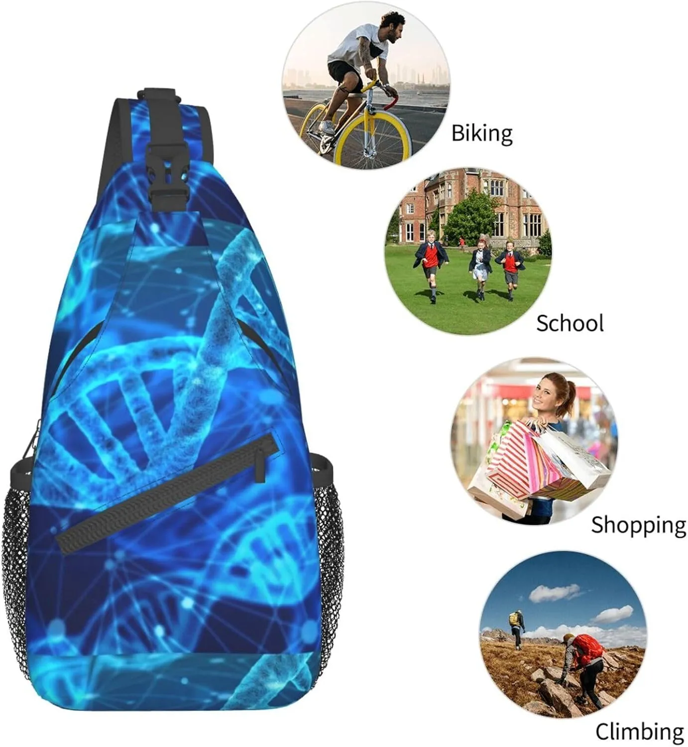 Cute Nurse Print Crossbody Sling Backpack For Women Men,Sling Bag Travel Hiking Chest Bag Daypack