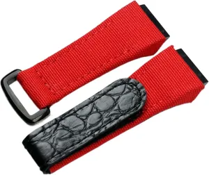 CZKE 25mm Men Nylon Fabric with Leather Watchband for Richard Watch Mille Strap Band Bracelet Buckle for Spring Bar Version (Color : Red, Size : 25mm)