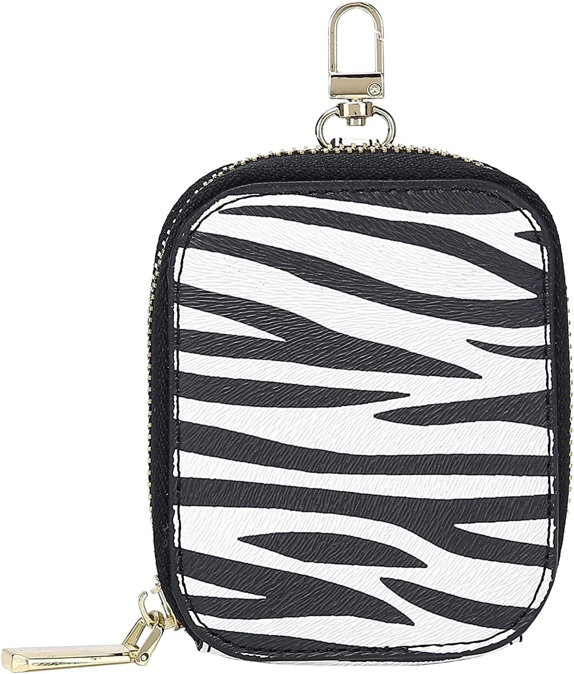 Daisy Rose Rectangle Coin Purse Pouch Change Wallet Holder with clasp - PU Vegan Leather - Zebra
