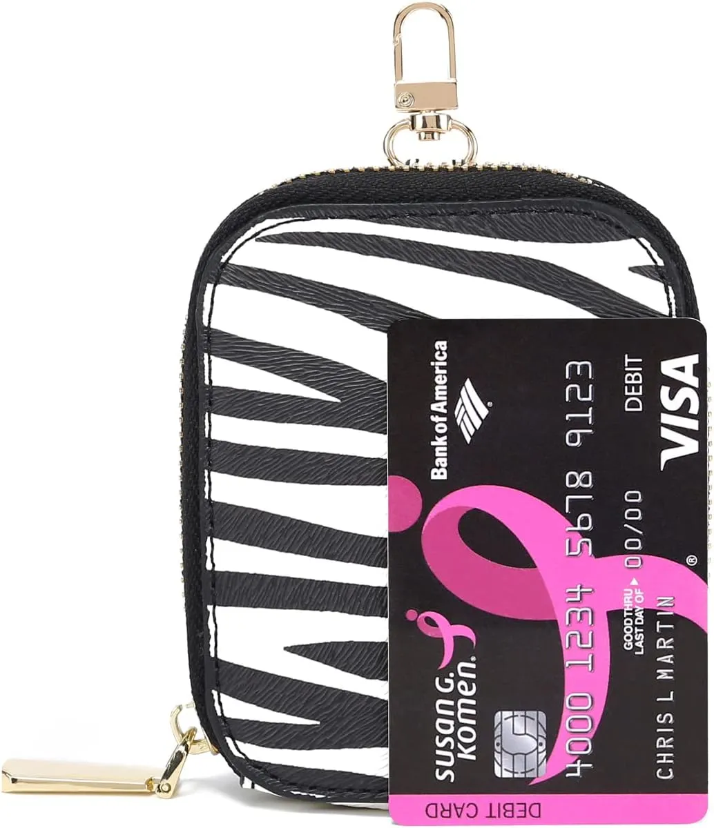 Daisy Rose Rectangle Coin Purse Pouch Change Wallet Holder with clasp - PU Vegan Leather - Zebra