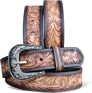 DANIEL'S ARTPLANET Western Belt for Men Full Grain One Piece Leather Belt Tooled Handmade with Buckle Engraved 1.5” Wide