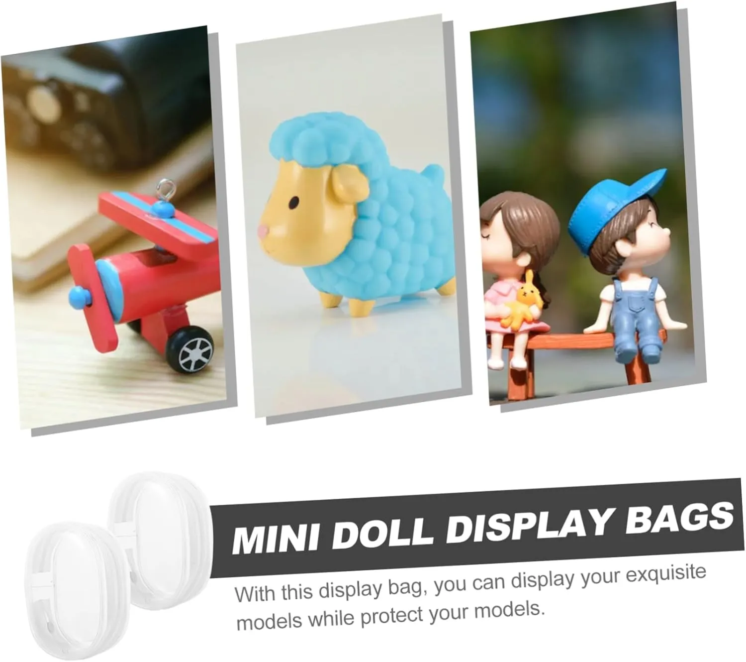 DEARMAMY 4sets 2pcs Clear Mini Display Pouch Transparent Figure Storage Bag for Collectibles for Dolls and Accessories Compact Design for Convenient Travel and Protection 2pcs*4