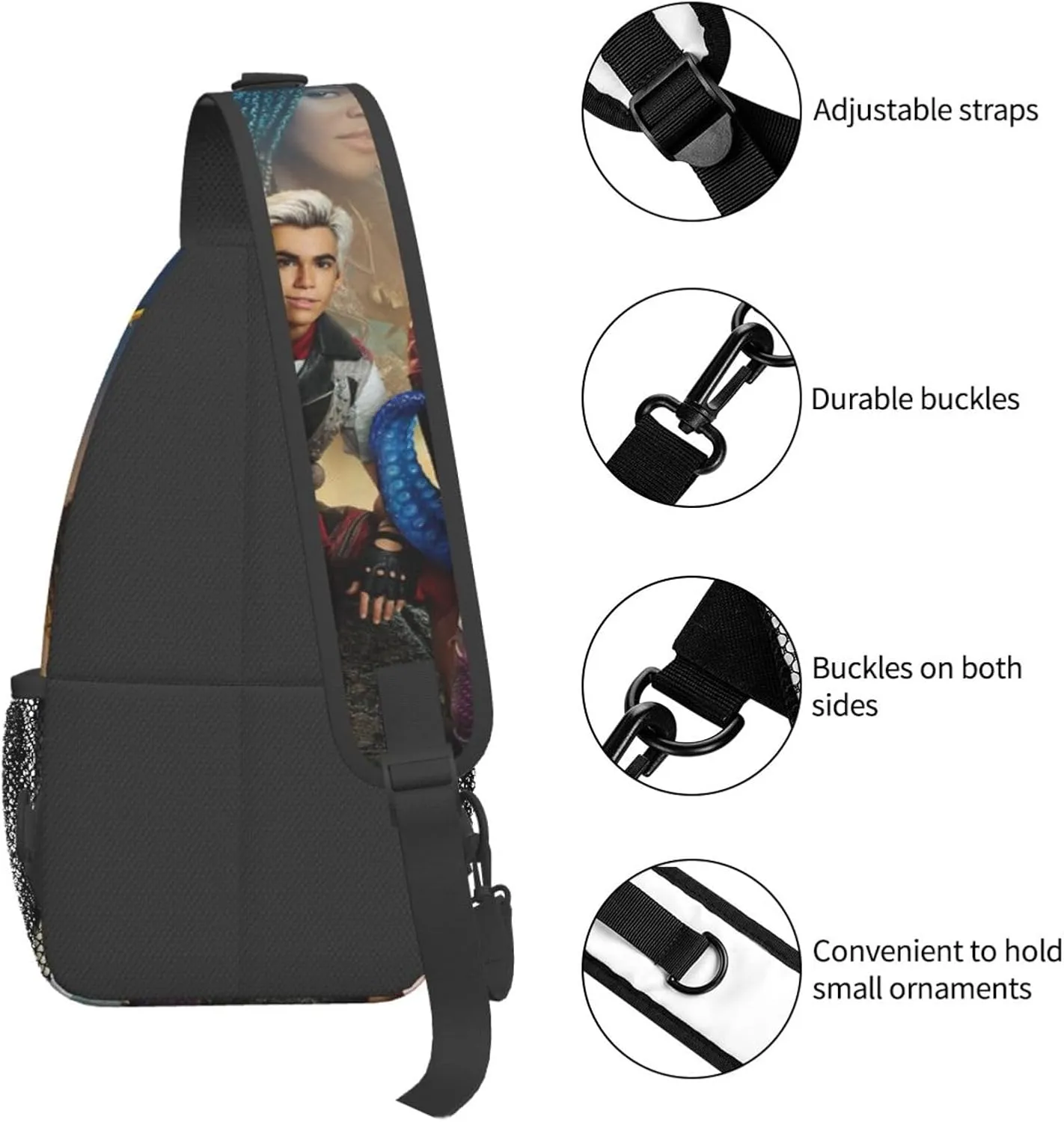 Desc-endants 3 Crossbody Bag Sling Shoulder Backpack, for Outdoor Travel,Sports,Camping,Hiking,Shoulder Bags