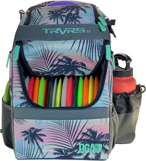 DGA TRVRS LT Disc Golf Backpack – Lightweight Bag Holds 20  Discs – Comfortable Ergonomic Straps – Water-Resistant Base – Top Putter Pockets & Gear Storage – Durable Disc Golf Bag - Floral