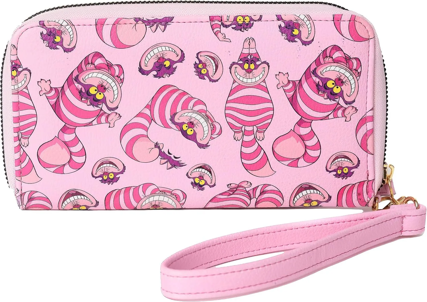 Disney Wallet Wristlet Zip Clutch Faux Leather (Cheshire Cat Pink)