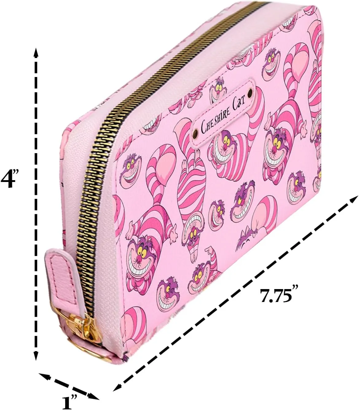 Disney Wallet Wristlet Zip Clutch Faux Leather (Cheshire Cat Pink)