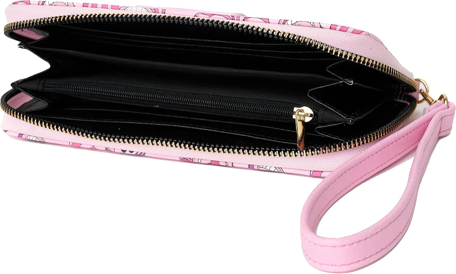 Disney Wallet Wristlet Zip Clutch Faux Leather (Cheshire Cat Pink)