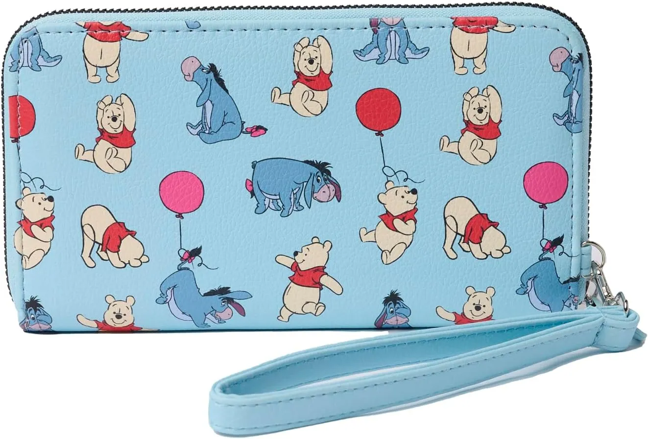 Disney Wallet Wristlet Zip Clutch Faux Leather (Eeyore Pooh Light Blue)
