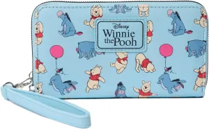 Disney Wallet Wristlet Zip Clutch Faux Leather (Eeyore Pooh Light Blue)
