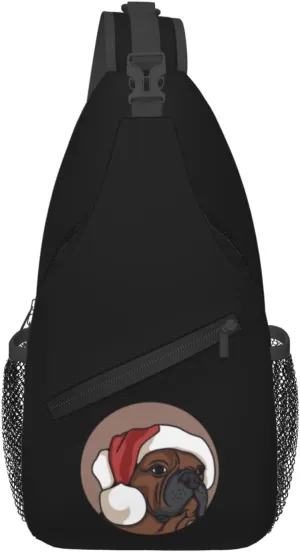 Dog Wearing A Christmas Hat Crossbody Bags For Women Men Chest Backpack Gym Shoulder Bag Travel Outdoor Sports Casual Crossbody Bags