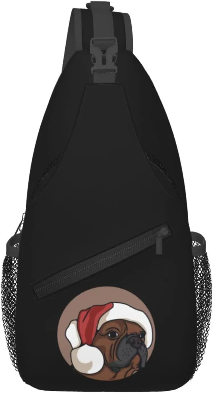 Dog Wearing A Christmas Hat Crossbody Bags For Women Men Chest Backpack Gym Shoulder Bag Travel Outdoor Sports Casual Crossbody Bags