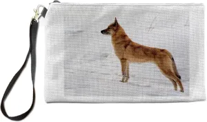 DogsMakeMeHappy Finnish Spitz Makeup Bag, Finnish Spitz Lover's Cosmetic Bag, Finnish Spitz Doggie Travel Bag, Finnish Spitz Pattern Makeup Tote, Birthday Christmas Basket Gift Idea