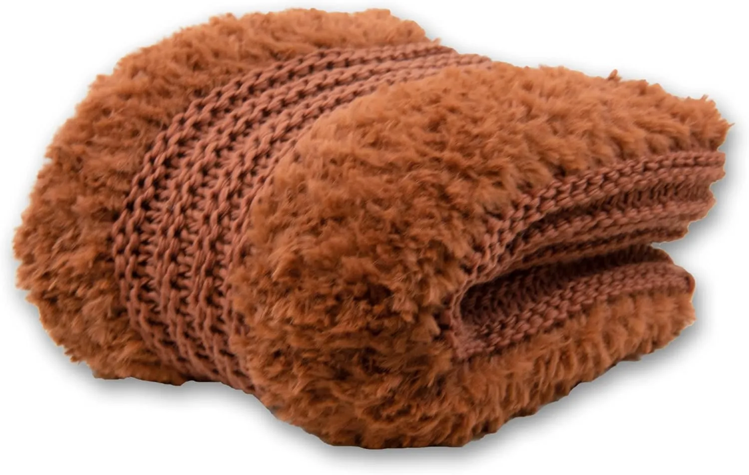 Donna Sharp Throw Blanket - Plush Knit Rust Contemporary Decorative Throw Blanket with Faux Fur Pattern
