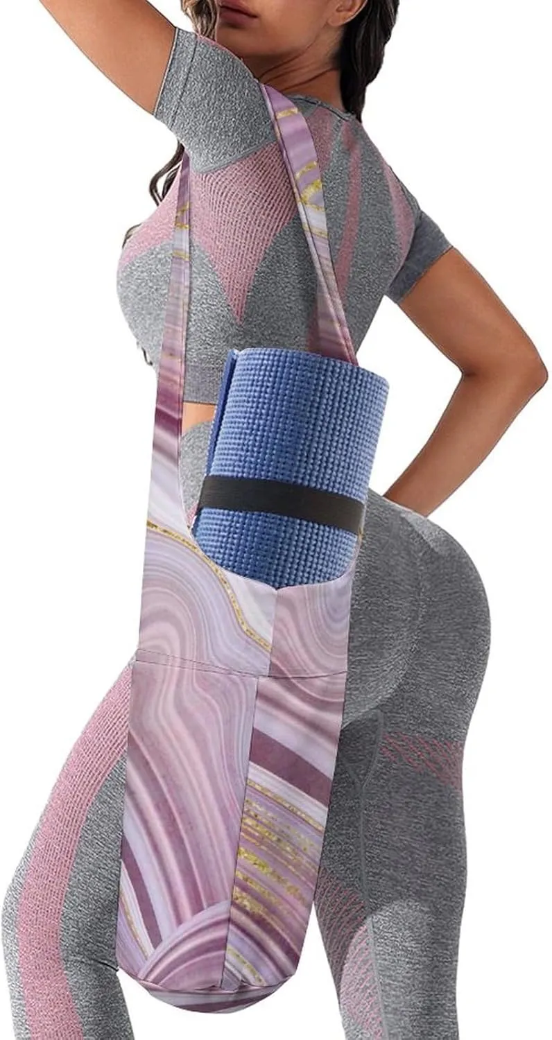 Donnapink Yoga Mat Bag, Canvas Storage Bag with Pocket Shoulder Strap, Fashion Mat Bag