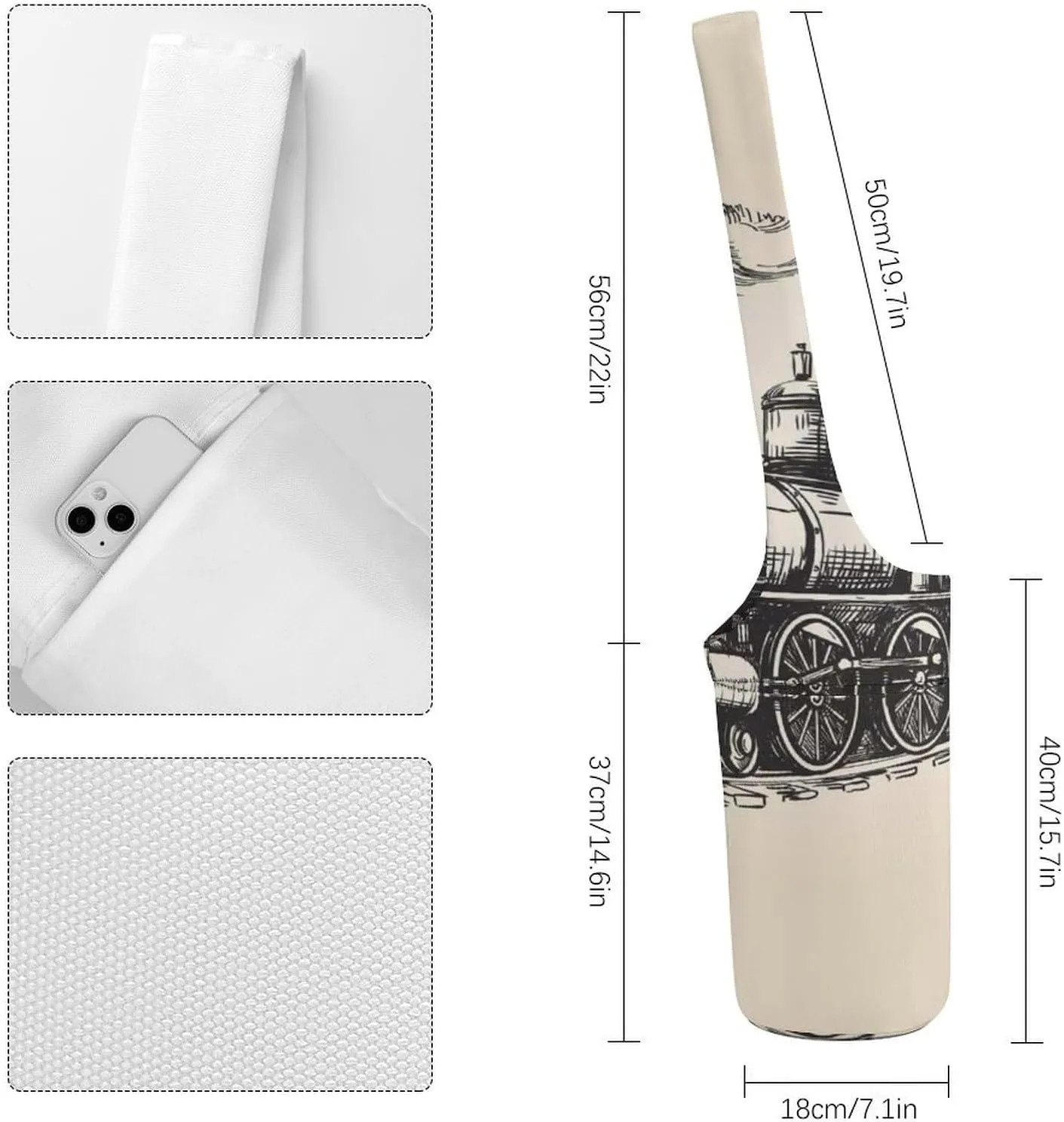 Donnapink Yoga Mat Bag, Canvas Storage Bag with Pocket Shoulder Strap, Fashion Mat Bag