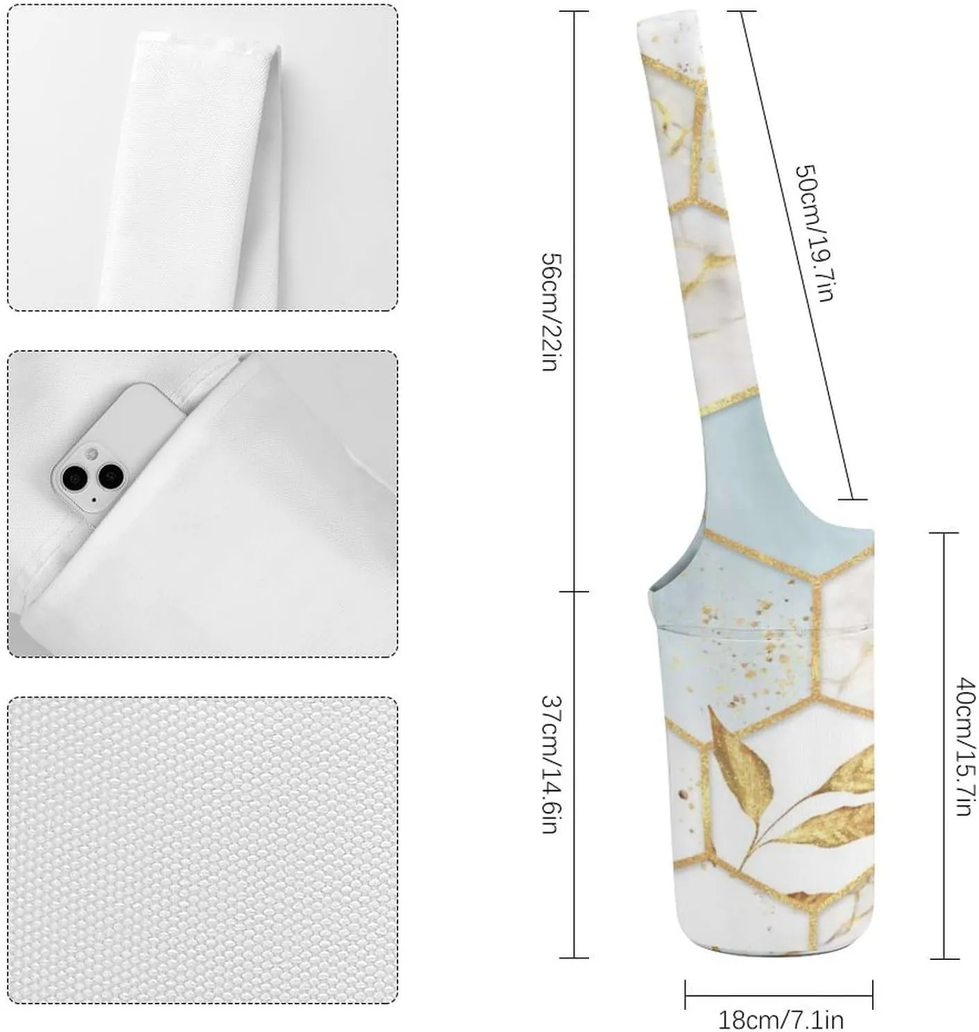 Donnapink Yoga Mat Bag, Canvas Storage Bag with Pocket Shoulder Strap, Fashion Mat Bag