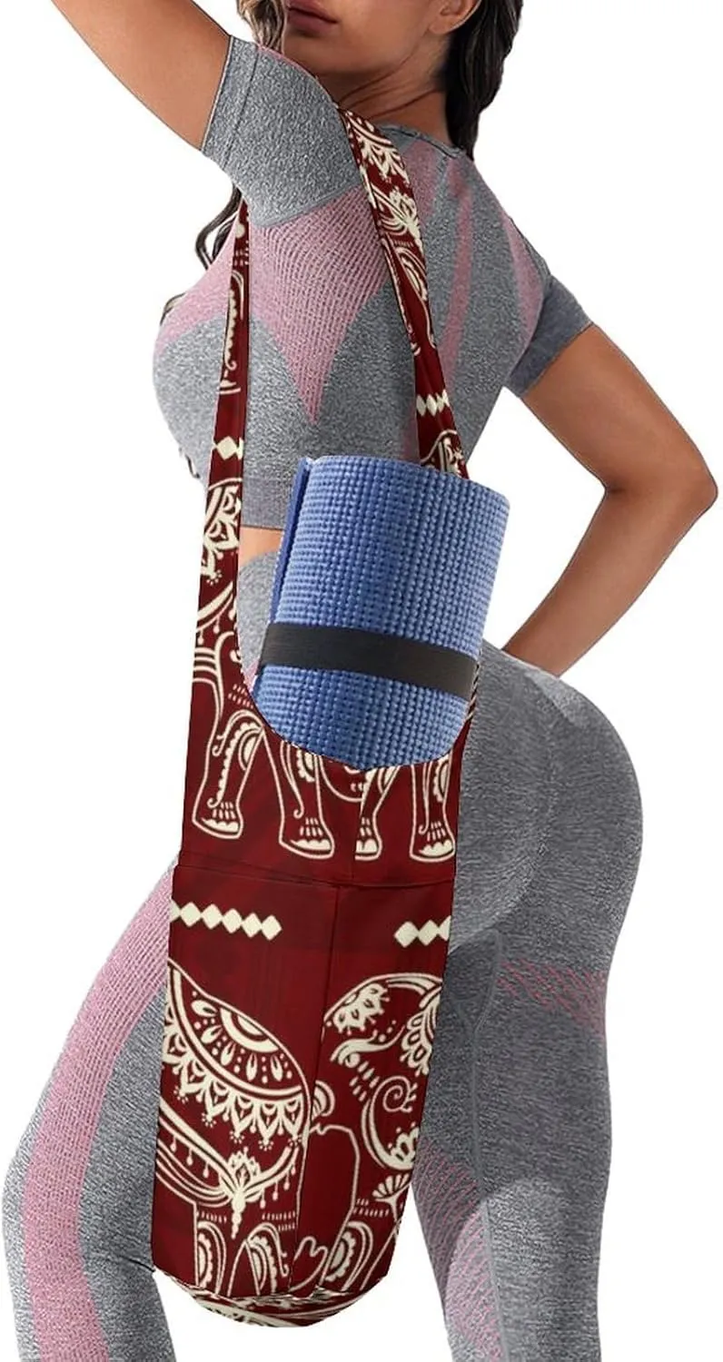 Donnapink Yoga Mat Bag, Canvas Storage Bag with Pocket Shoulder Strap, Fashion Mat Bag