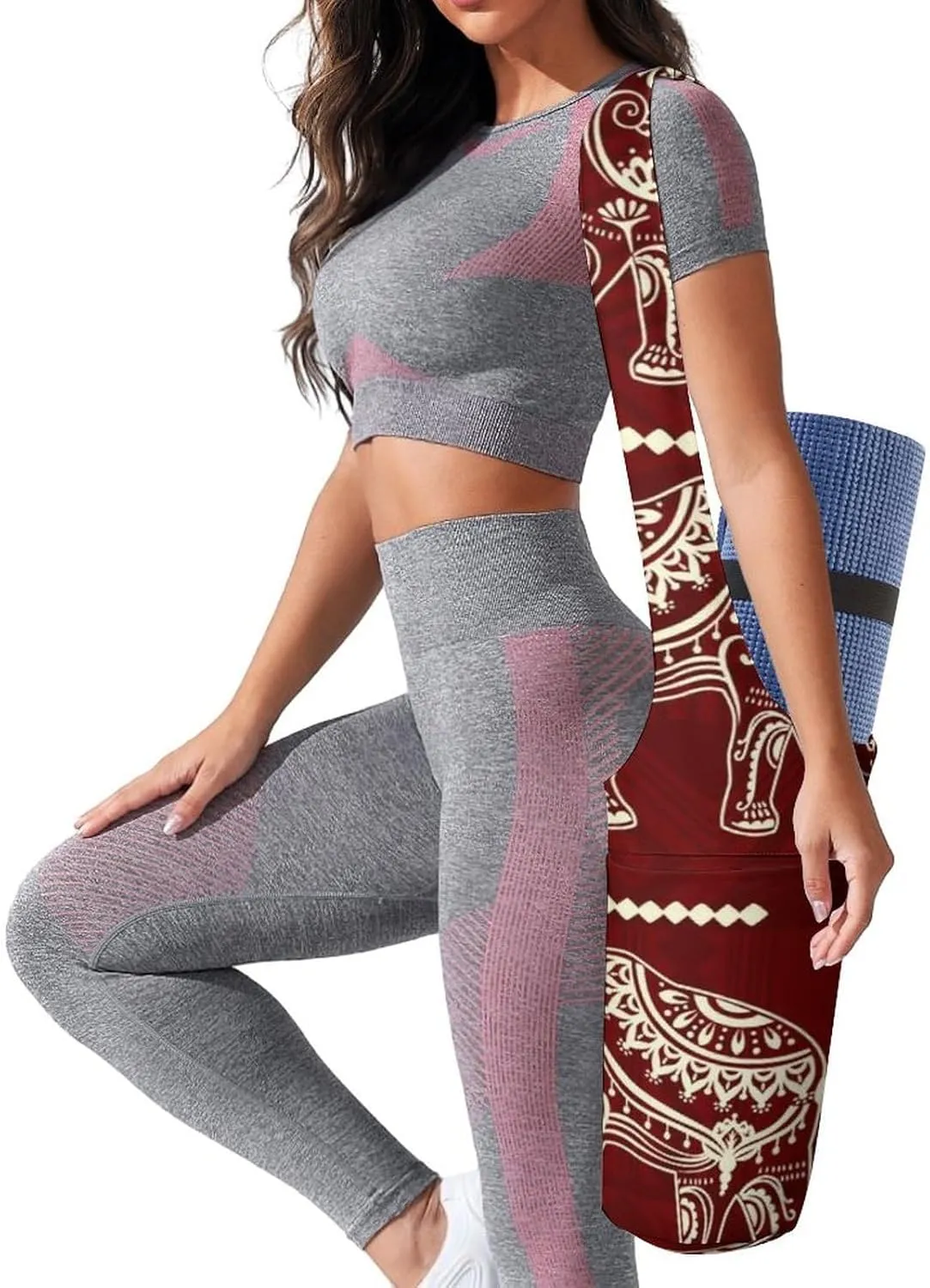 Donnapink Yoga Mat Bag, Canvas Storage Bag with Pocket Shoulder Strap, Fashion Mat Bag