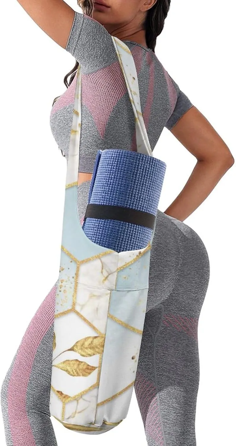 Donnapink Yoga Mat Bag, Canvas Storage Bag with Pocket Shoulder Strap, Fashion Mat Bag