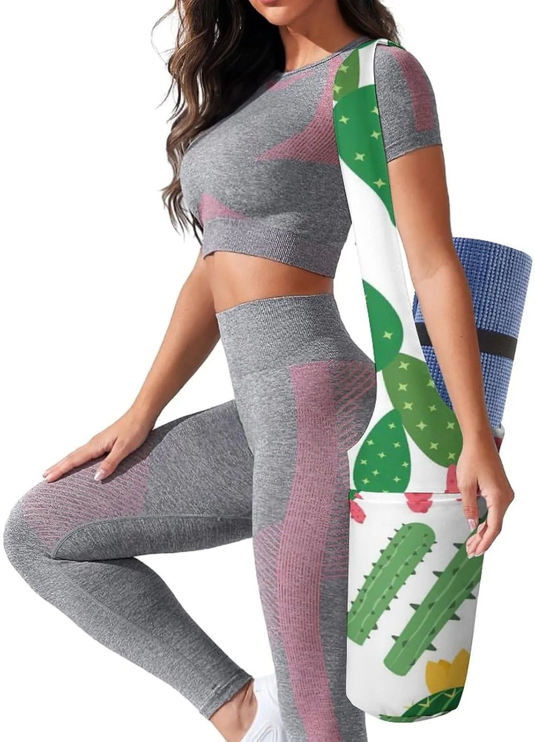 Donnapink Yoga Mat Bag, Canvas Storage Bag with Pocket Shoulder Strap, Fashion Mat Bag
