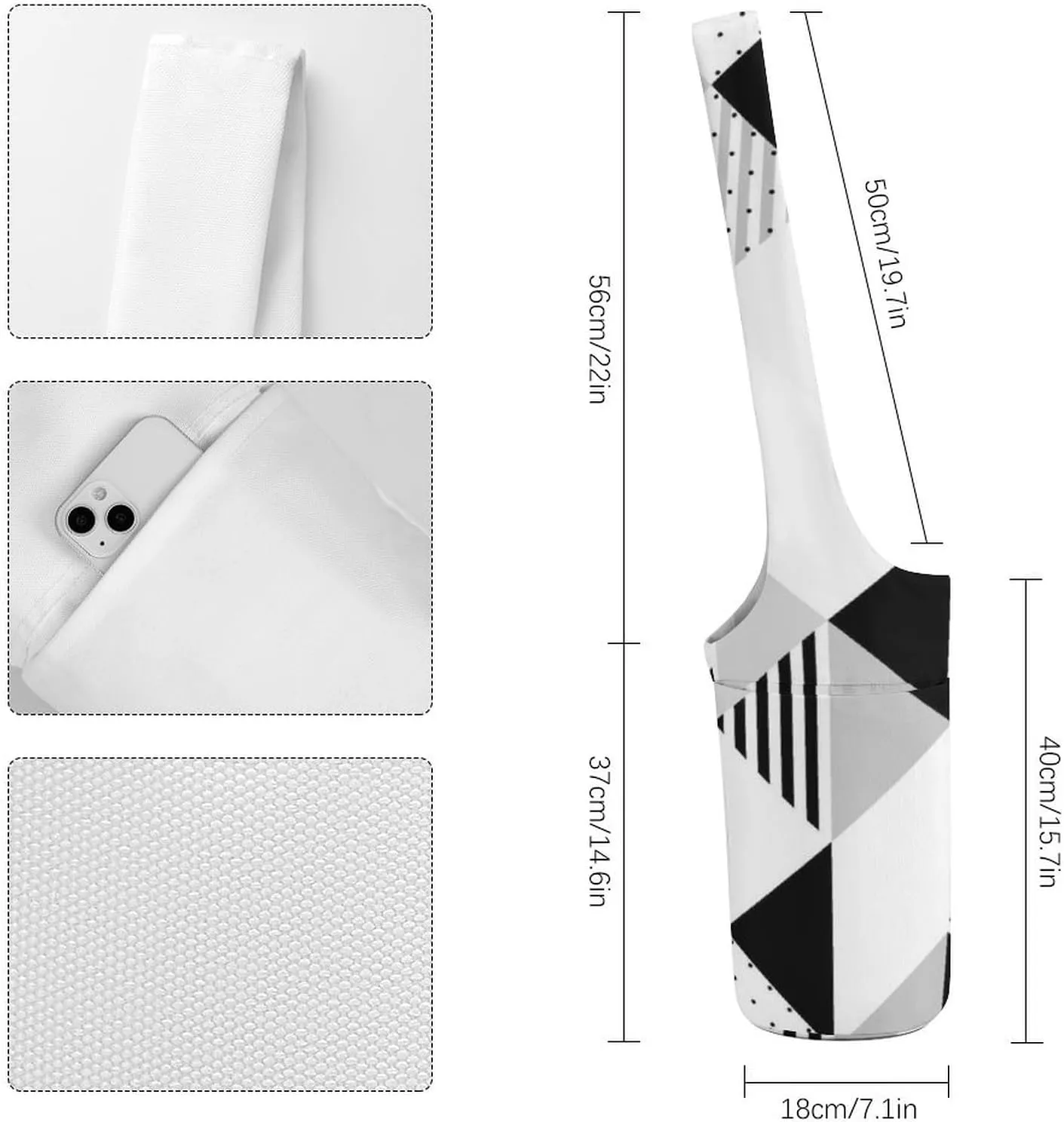 Donnapink Yoga Mat Bag, Canvas Storage Bag with Pocket Shoulder Strap, Fashion Mat Bag