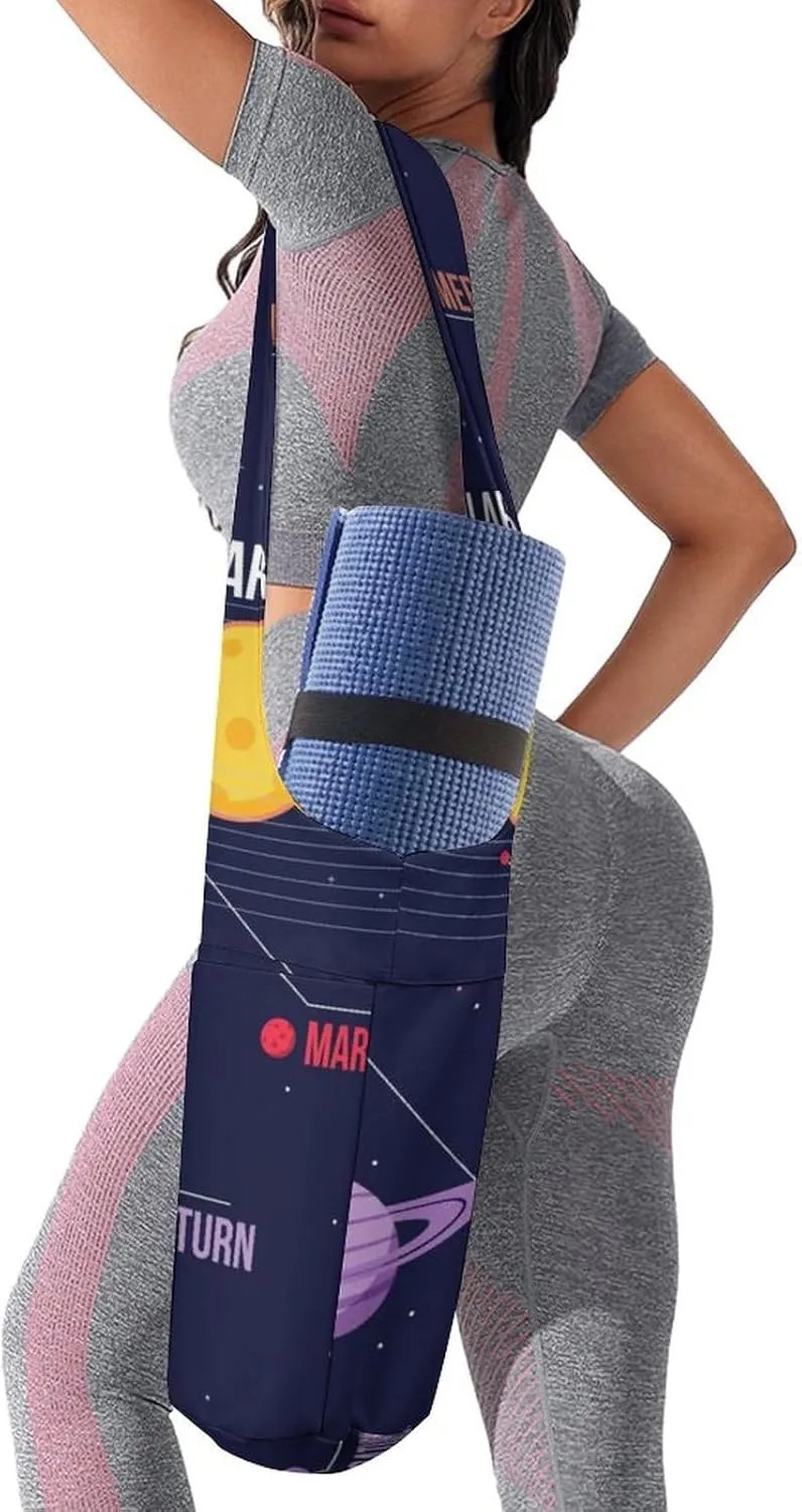 Donnapink Yoga Mat Bag, Canvas Storage Bag with Pocket Shoulder Strap, Fashion Mat Bag
