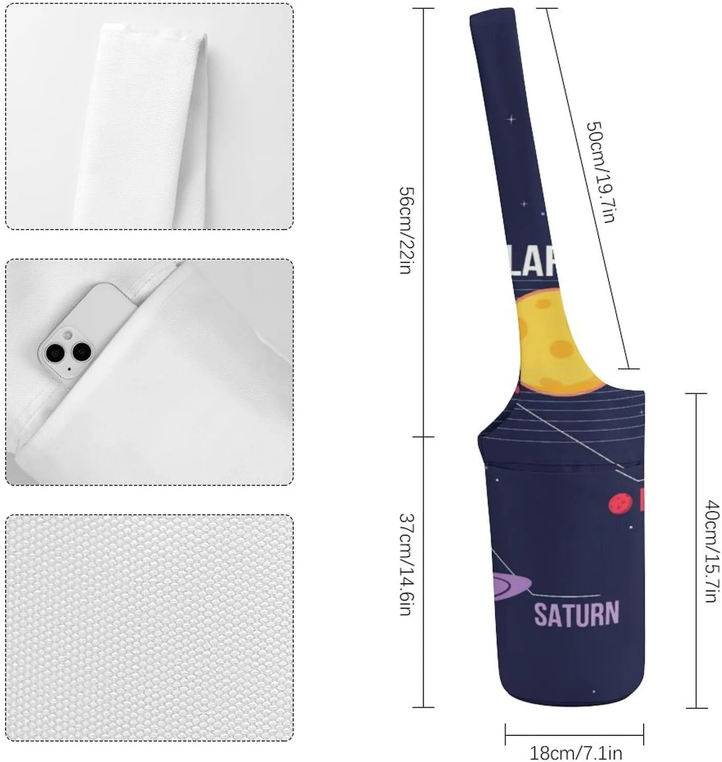 Donnapink Yoga Mat Bag, Canvas Storage Bag with Pocket Shoulder Strap, Fashion Mat Bag