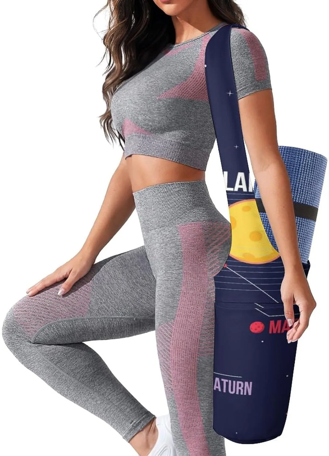 Donnapink Yoga Mat Bag, Canvas Storage Bag with Pocket Shoulder Strap, Fashion Mat Bag