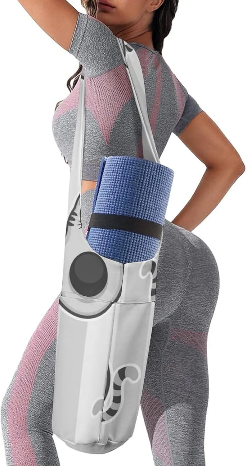 Donnapink Yoga Mat Bag, Canvas Storage Bag with Pocket Shoulder Strap, Fashion Mat Bag