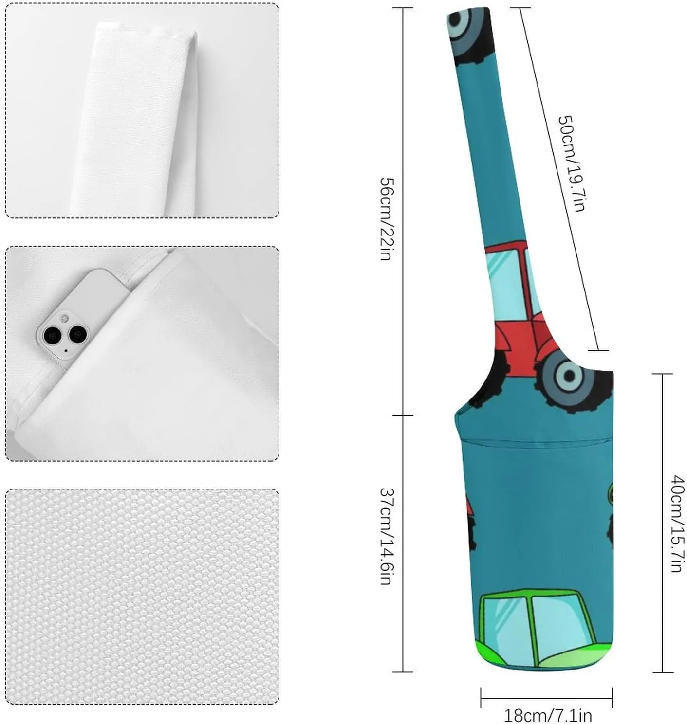 Donnapink Yoga Mat Bag, Canvas Storage Bag with Pocket Shoulder Strap, Fashion Mat Bag