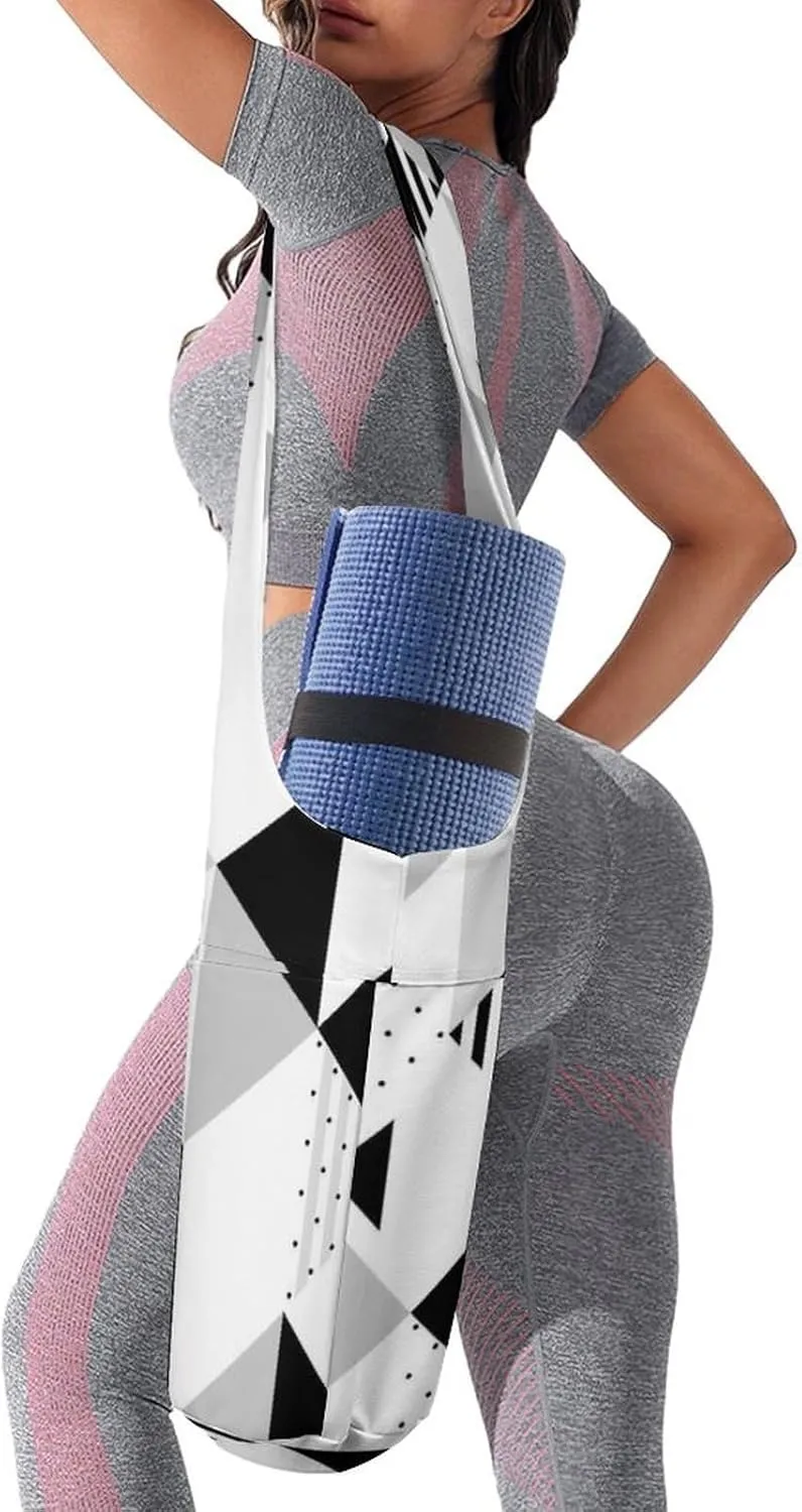 Donnapink Yoga Mat Bag, Canvas Storage Bag with Pocket Shoulder Strap, Fashion Mat Bag