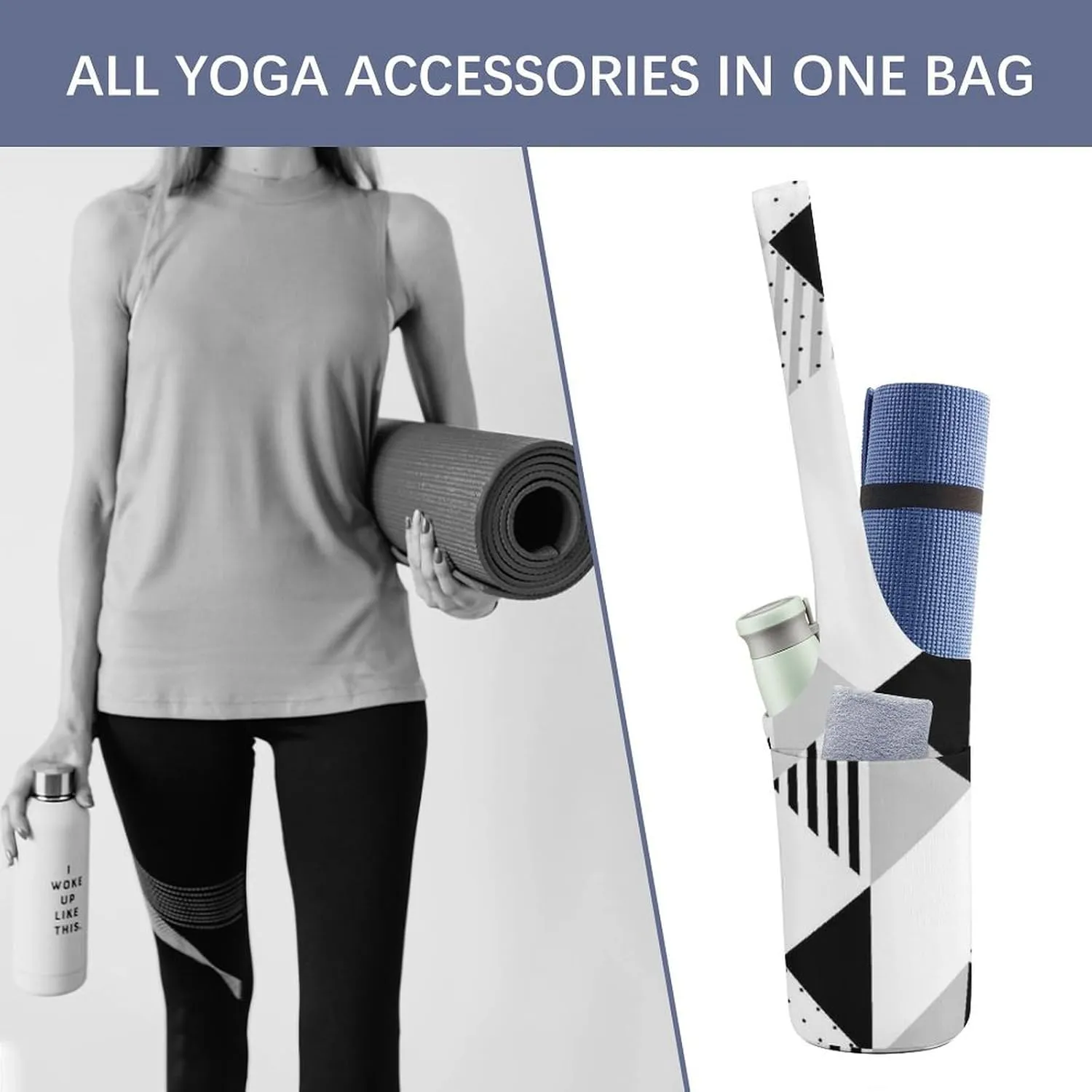 Donnapink Yoga Mat Bag, Canvas Storage Bag with Pocket Shoulder Strap, Fashion Mat Bag
