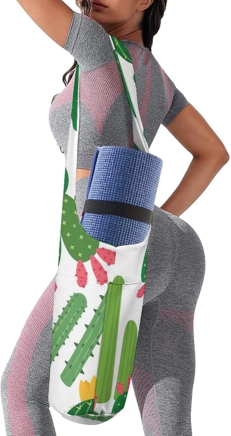 Donnapink Yoga Mat Bag, Canvas Storage Bag with Pocket Shoulder Strap, Fashion Mat Bag