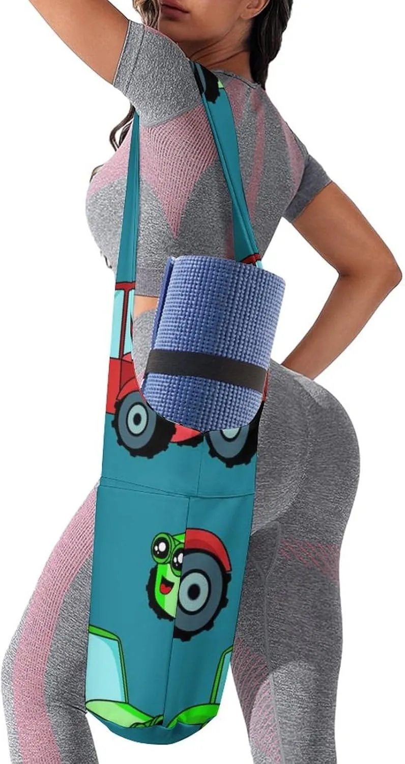 Donnapink Yoga Mat Bag, Canvas Storage Bag with Pocket Shoulder Strap, Fashion Mat Bag