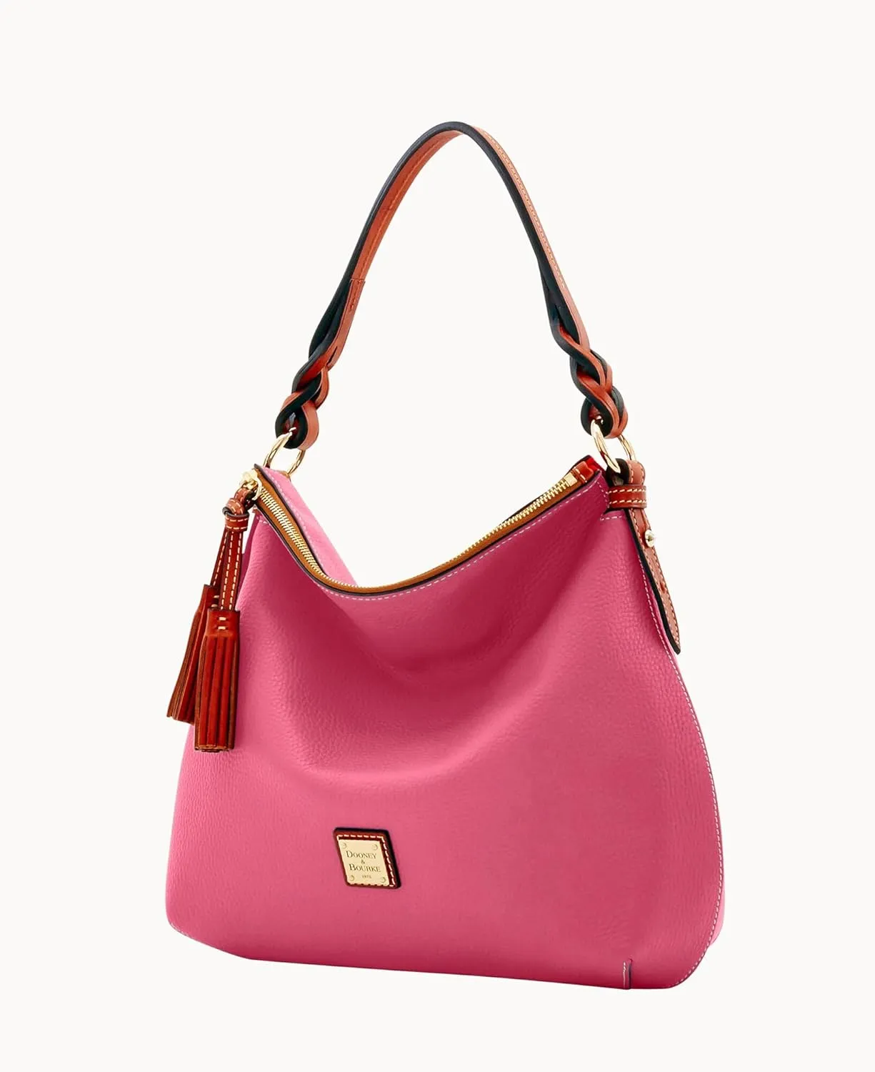 Dooney & Bourke Hobo Bags for Women, Pebble Grain Leather Twist Strap Hobo Shoulder Bag
