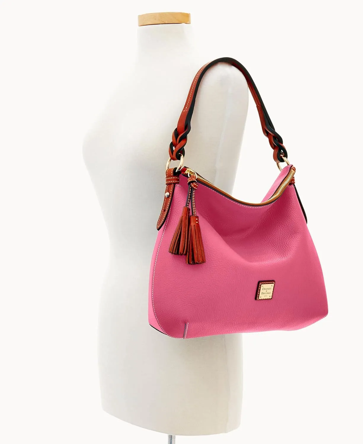 Dooney & Bourke Hobo Bags for Women, Pebble Grain Leather Twist Strap Hobo Shoulder Bag