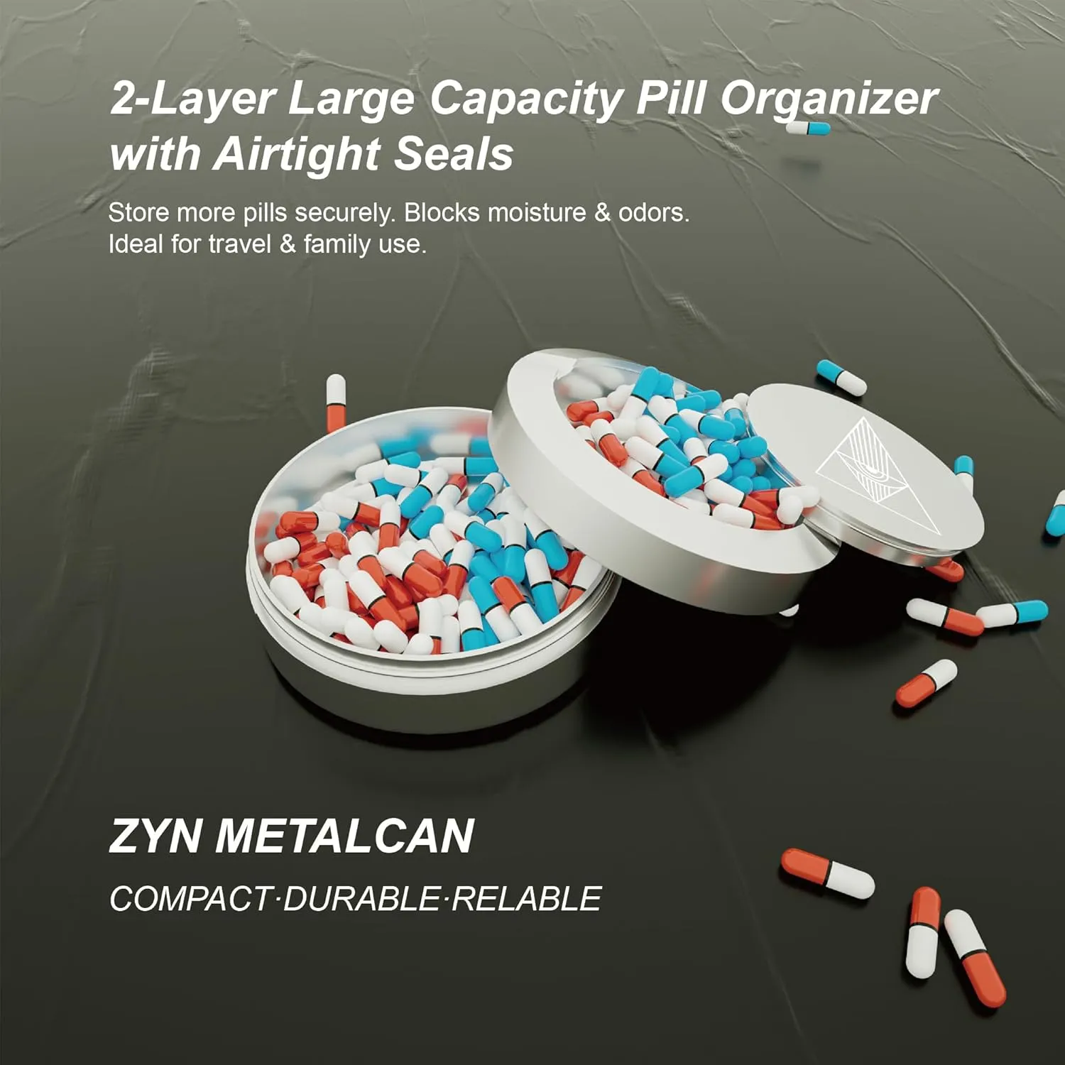 Double-Layer Aluminum Smell-Proof Snus Can – Zyn Compatible, Pill Holder & Travel Case,Silver Eye Pattern