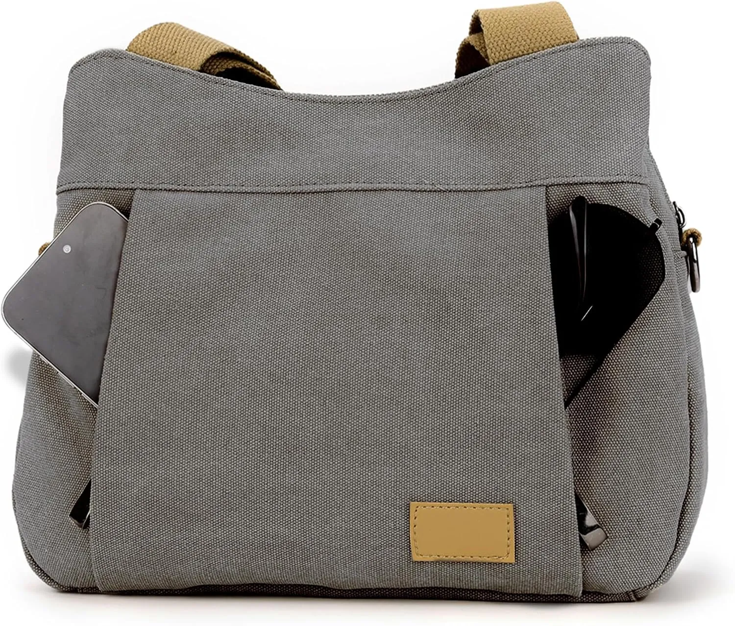 DOURR Light Cotton Canvas Crossbody Bags for Women Daily Small Organized Shoulder Handbags with 3 Compartments