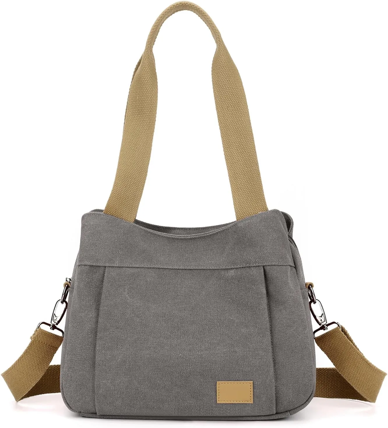 DOURR Light Cotton Canvas Crossbody Bags for Women Daily Small Organized Shoulder Handbags with 3 Compartments