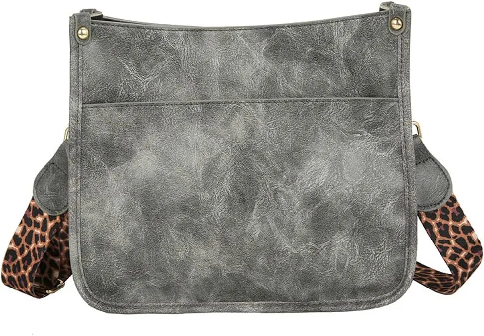 Downupdown Crossbody Bags for Women Designer Satchel Handbags Leather Purse Shoulder Bag with Leopard Print Shoulder Strap