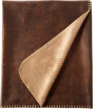 DP1718-BROWN-1 Rustic Ranch Throw w/Bonded Beige Mink, Brown