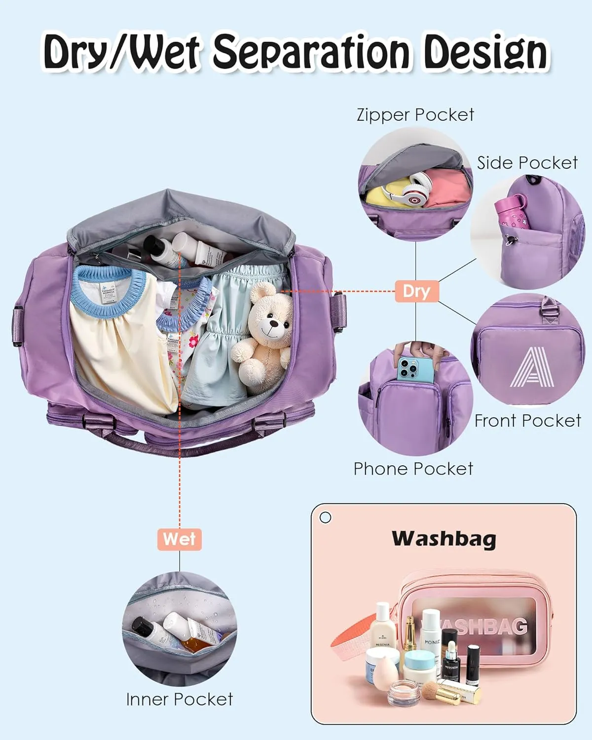 Duffle Bag for Girls, Kids Travel Duffel Bag, Teacher Appreciation Gifts Ideas, Personalized Weekender Bag, Gifts for women, Girls Gifts for Kids Friends, women gifts
