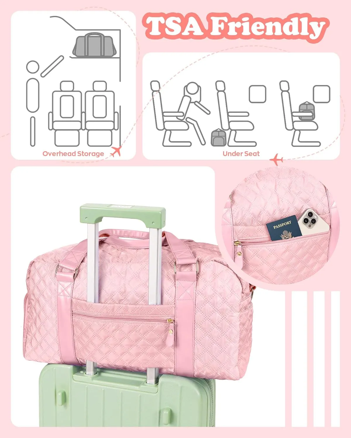 Duffle Bag Girls, Weekender Bags for Women, Personalized Gym bag for Girls, Monogram Duffel bags, Birthday Gift for Kids, Teens, Women, Mom, Teacher