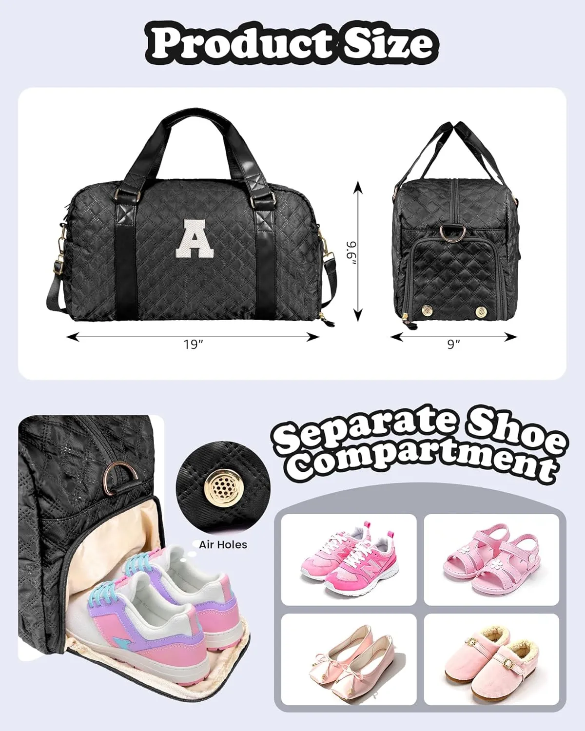 Duffle Bag Girls, Weekender Bags for Women, Personalized Gym bag for Girls, Monogram Duffel bags, Birthday Gift for Kids, Teens, Women, Mom, Teacher