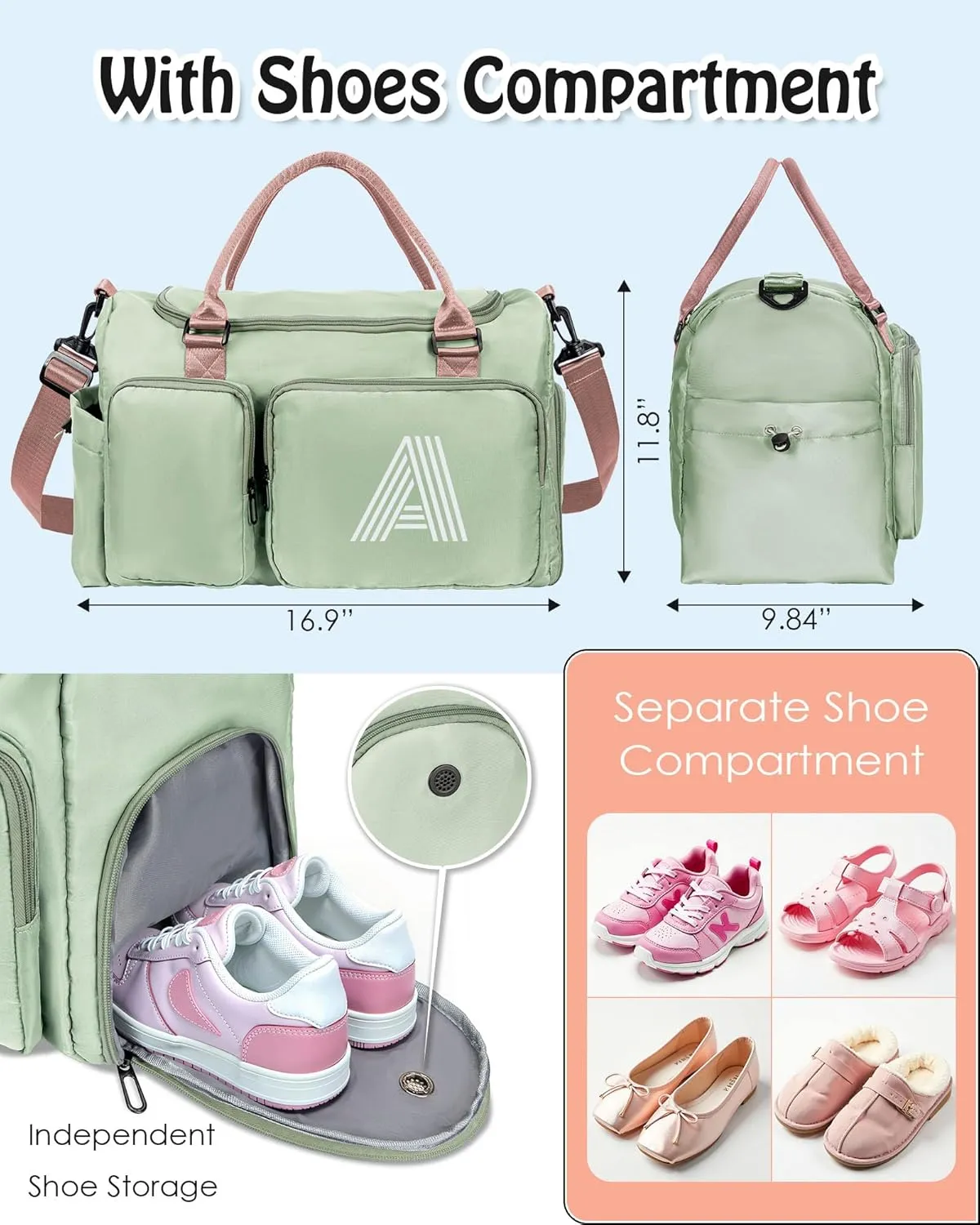 Duffle Bag, graduation gifts for her, Initial Travel Duffel Bag, Gym Bag, Duffel Bag,Personalized Weekender Bag?Friend Wedding Girlfriend Birthday Gifts for Women Gifts for Teens